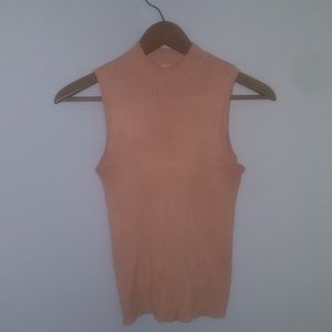 Knit mock turtle neck tank top
